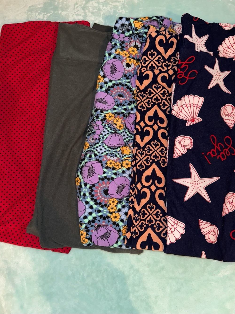LuLaRoe Legging Bundle - Navy, Red, Purple, Peach, Granite